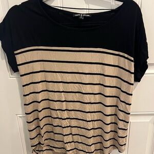 Cable & Gauge oversized small Relaxed Black and cream/tan top